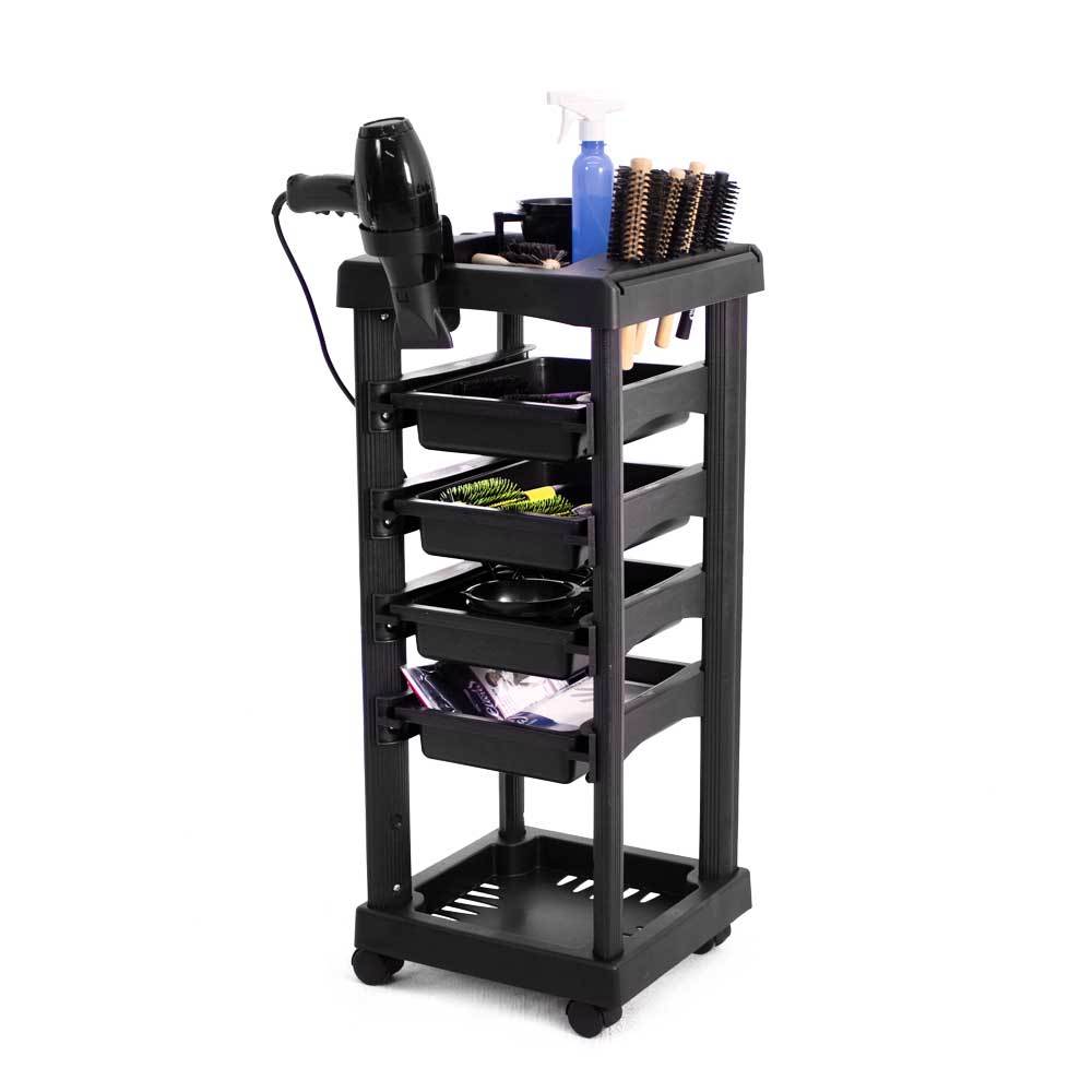 Carrinho Auxiliar Multiuso com 4 Gavetas Preto - Santa Clara