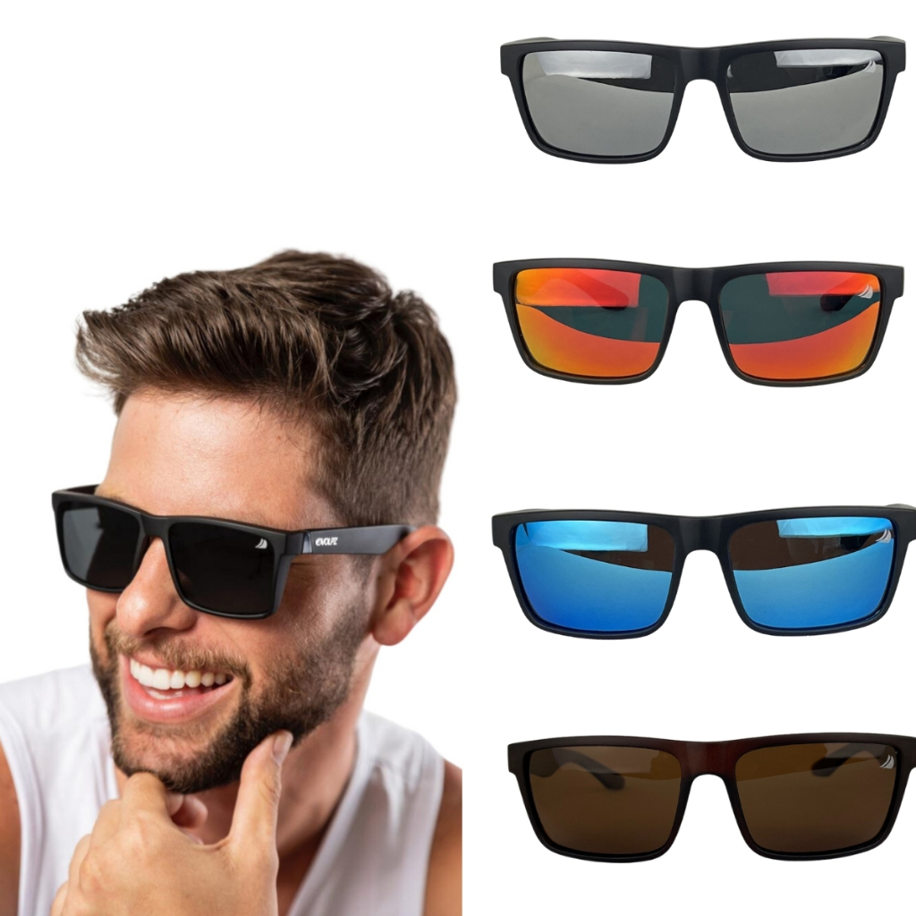 Óculos de Sol Masculino Quadrado Cores Da Moda Lentes uv400