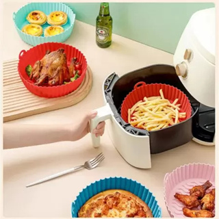 Forma Para Fritadeira Air Fryer Em Silicone Antiaderente Redondo para Cozinha Flexível Lavável