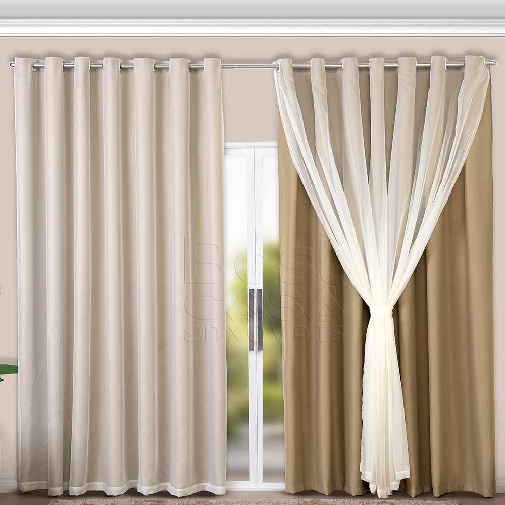Cortina Blackout Com Voil 2,80m X 2,30m para varão simples - Cortina ...