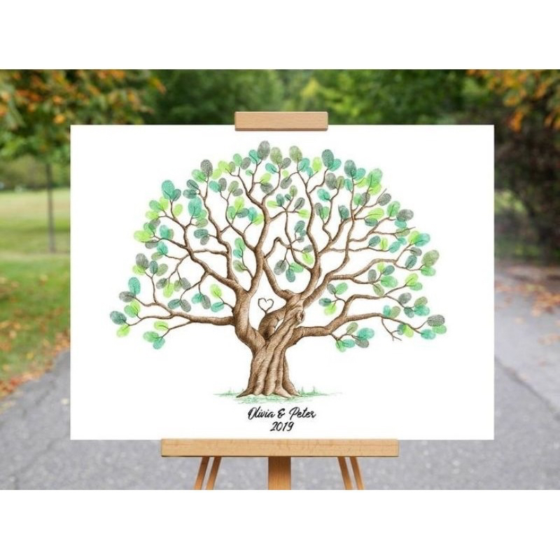 Quadro Placa Recepção De Casamento Árvore Digitais