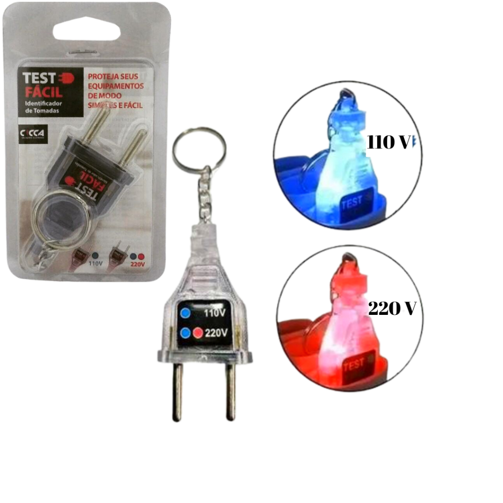Identificador de Tomadas Teste Tomada Fácil Identificador Tensão Voltagem 110v - 220v