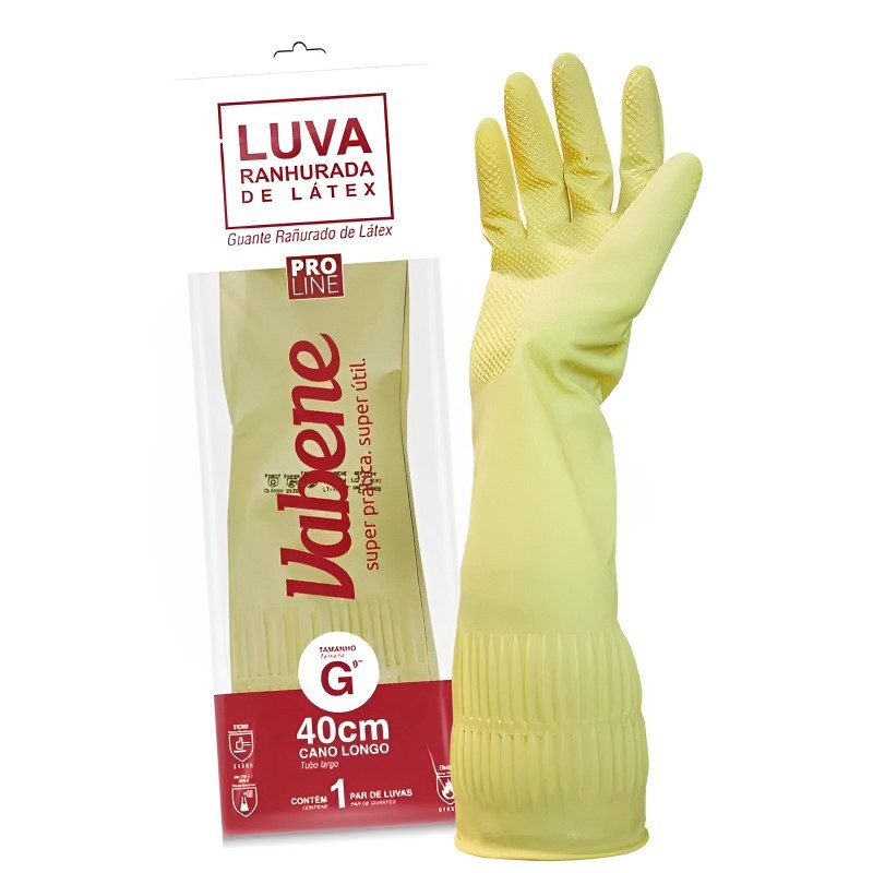 Luva De Látex Ranhurada Punho Longo Antiderrapante Para Limpeza Pesada ...