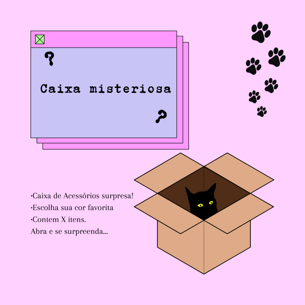 Caixas misteriosas surpresa acessórios femininos moda alternativa