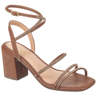 Sandália Feminina Salto Alto Grosso Bloco Tira Strass Regulável Confortável Promoção Original Gigil em Oferta na Shopee