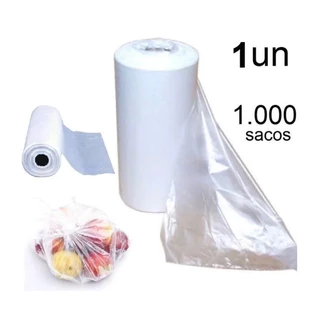 Bobina Plástica Picotada 15x28 C/ 1.000 Unid Própria para Freezer Alimentos Mercado Hortifruti Saco Picotado