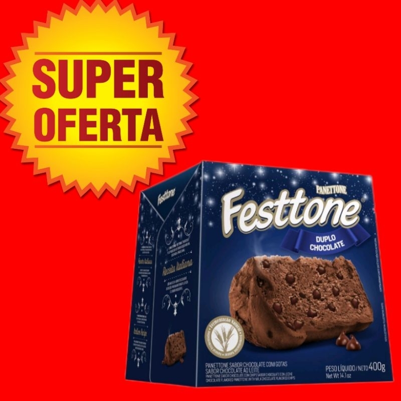 FESTTONE PANETTONE DUPLO CHOCOLATE 400g | Shopee Brasil
