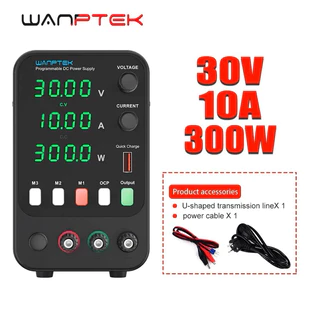 Wanptek Fonte de Alimentação DC Ajustável 30V 10A Lab Bench Fonte De Alimentação Estabilizada Interruptor Regulador De Tensão 220V
