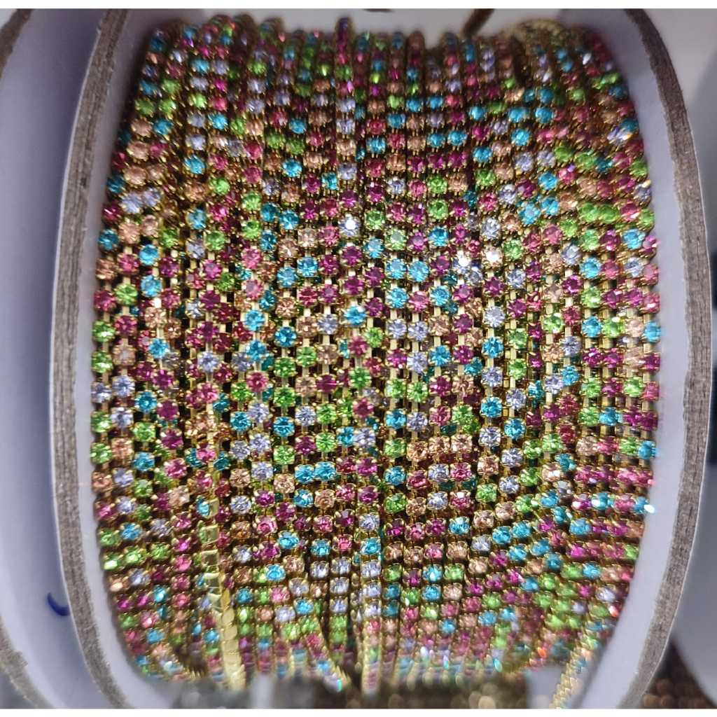 STRASS POR METRO SS6,5 COLORIDO 1 ( 3 METROS ) | Shopee Brasil