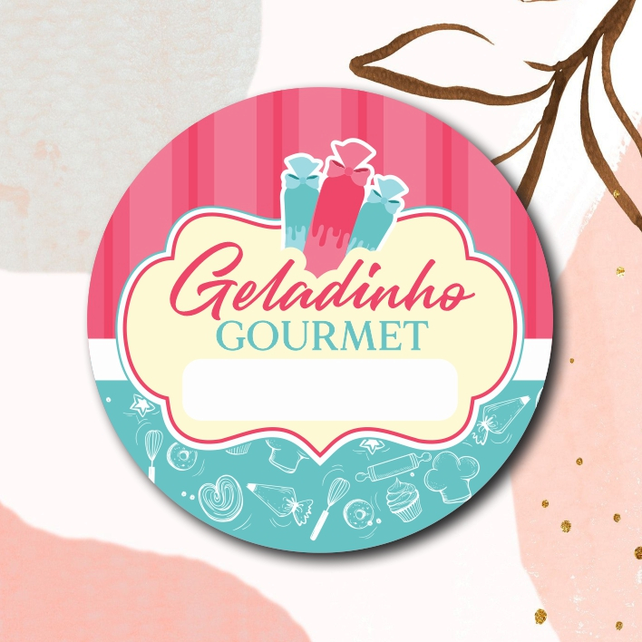 100 Adesivos Etiquetas em Vinil Personalizados para Geladinho Gourmet ...