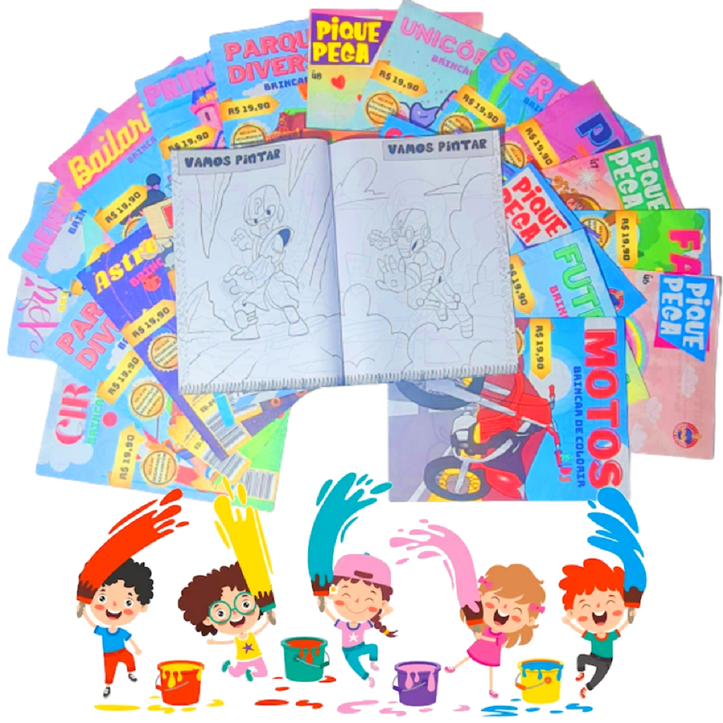 Kit 20 Revistinha Livro educativo de Colorir Infantil p/ Kit Festa Lembrancinha Prenda