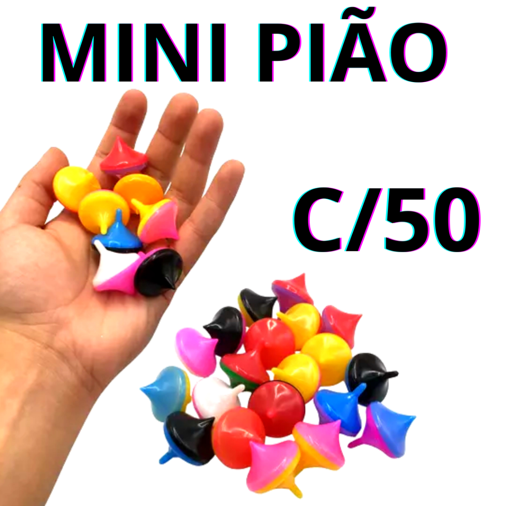 Kit 50 Mini Pião Para Lembrancinhas E Saquinho Surpresa