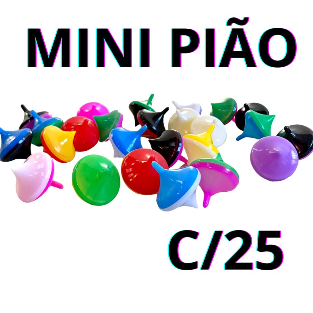 Kit 25 Mini Pião Brinquedo Surpresa Festa Lembrancinha PROMOÇÃO OFERTA