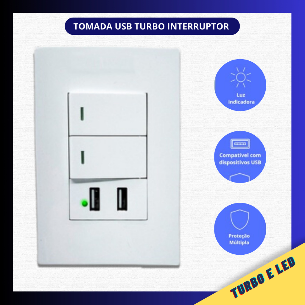 Tomada Universal de Parede Com 2 Entrada Usb E 2 Interruptor Carregador ...