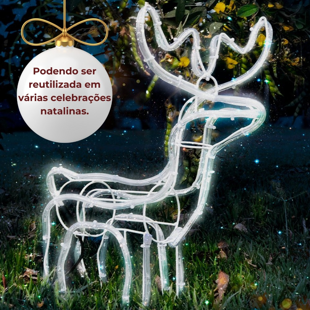 Renas De Natal Decoração Jardim Area Externa Pisca Led Luzes Natalinas ...
