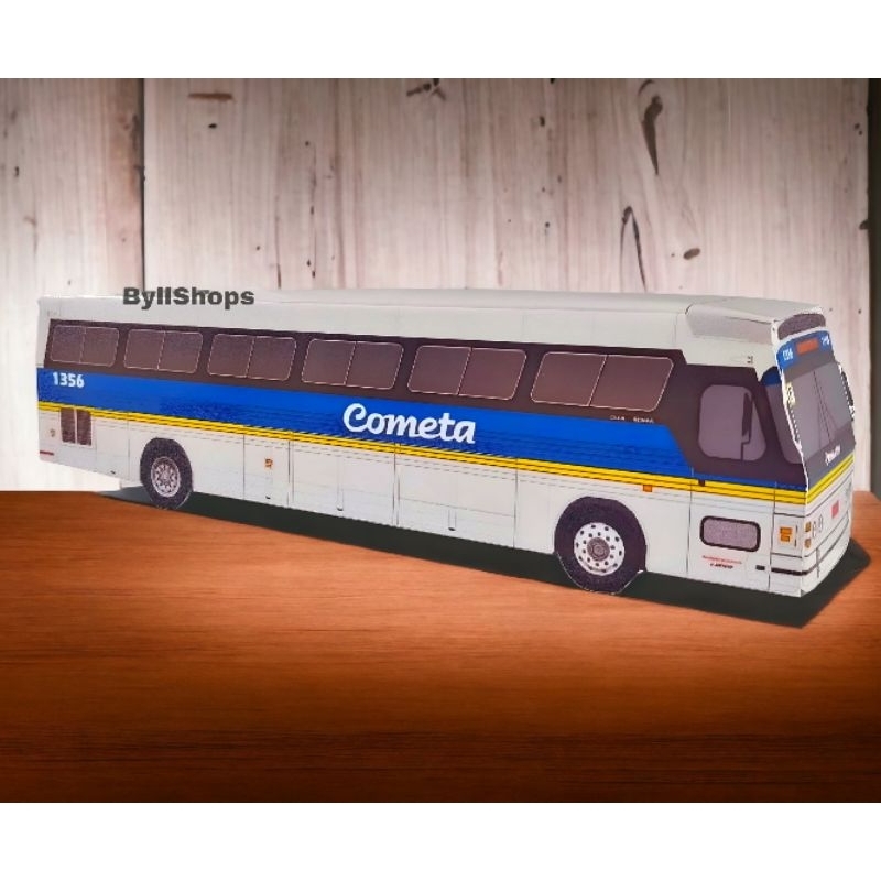 Miniatura Ônibus CMA Flecha Azul COMETA Papel Grosso Brilho