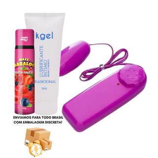 Kit Prazer Intenso: Vibrador Bullet + Lubrificante Íntimo Kgel + Gel Comestível para Sexo Oral Sabor Babaloo