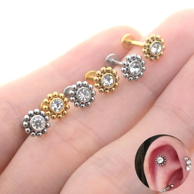 Piercing Tragus Flor Cravejado