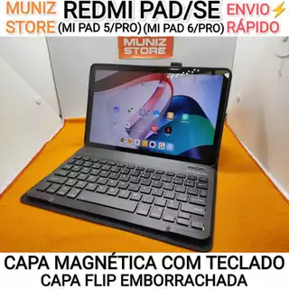 Case Capinha Teclado Xiaomi Mi Pad 5/Pro/6/Pro/Redmi pad 10.6''/SE 11'' Bluetooth Carteira Flip, Mouse Wireless