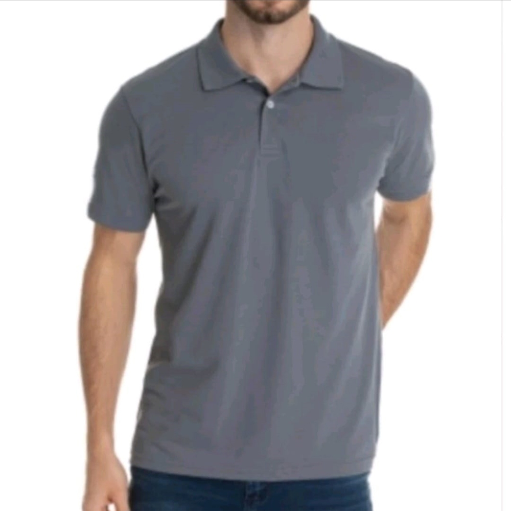 Camisa Gola Polo Em Malha Piquet Camiseta Masculino Cinza Escura