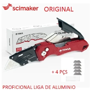 ESTILETE PROFISSIONAL INDUSTRIAL ORIGINAL EM LIGA DE ALUMÍNIO DOBRÁVEL 3 POSIÇÕES TOVIA/AIRAJ