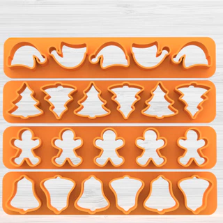 Kit com 4 Cortadores em Régua para Biscoito Pasta Americana Biscuit Natal CT11164