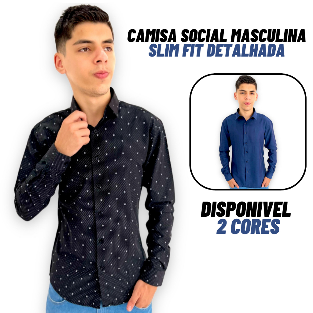 Camisa Social Masculina Slim Fit Luxo Pronta Entrega Sem Bolso Shopee Brasil