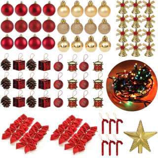 KIT 88 ENFEITES P/ ARVORE DE NATAL BOLINHA PISCA PISCA NATALINO