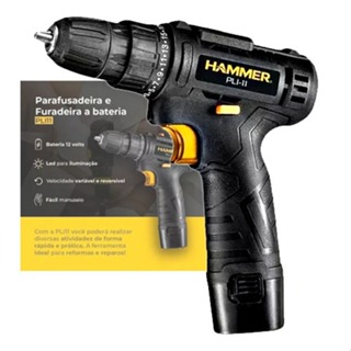 Parafusadeira Furadeira 3/8 10mm Sem Fio Bateria 12v Bivolt Hammer PLI-11