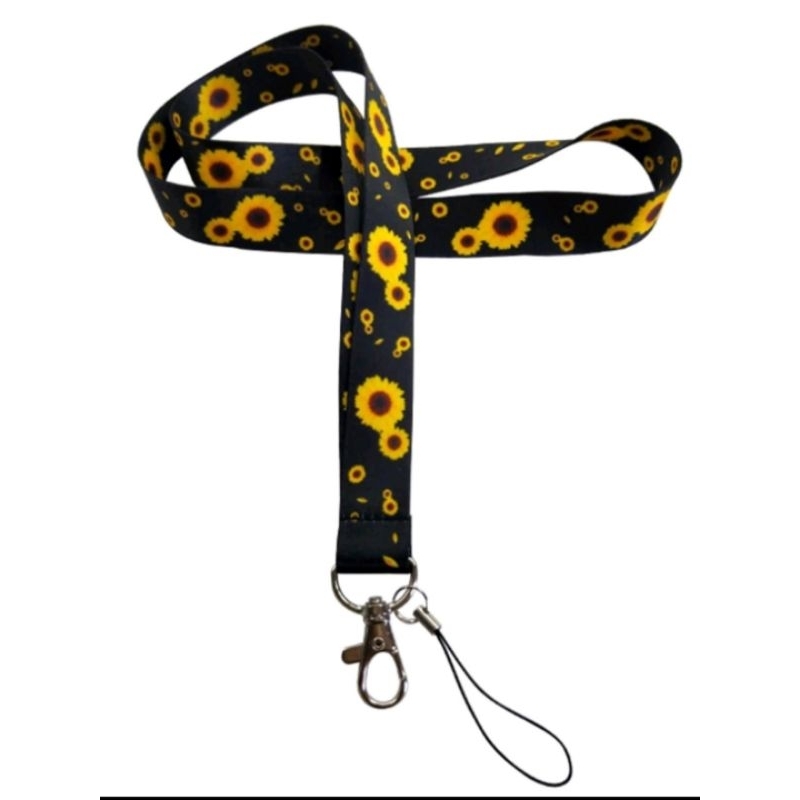 Cordão com estampa de girassol para crachá e acessórios