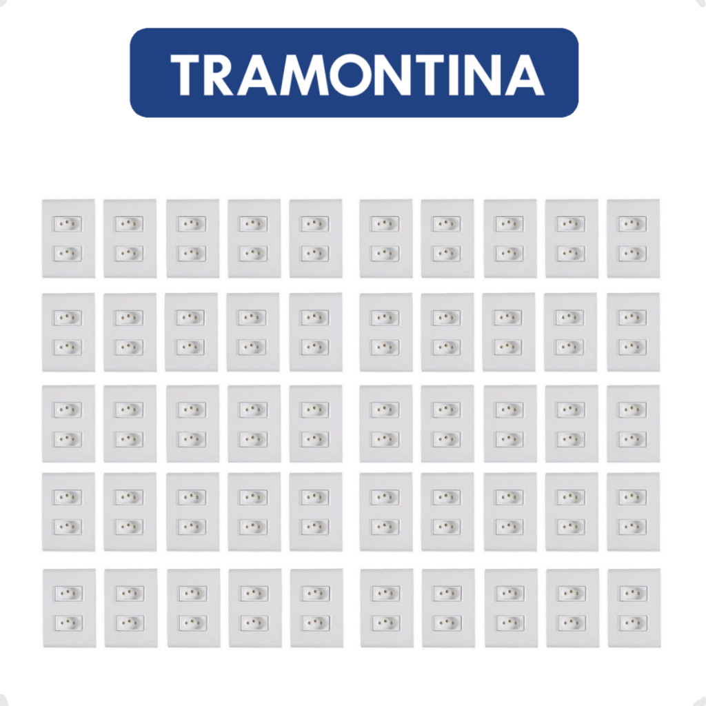 Kit 50 Tomada Dupla 2PT+T 20A 4X2 Embutir Liz Tramontina