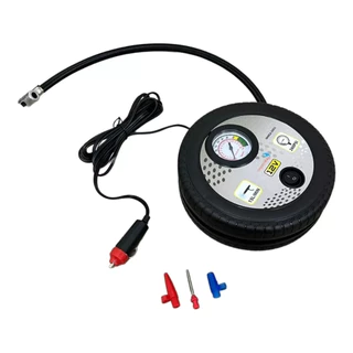 Mini Compressor Ar Calibrador Automotivo 12v Portátil 260 PSI Com Adaptadores p/ Pneus Bolas Motos Boias Bexigas Multiuso