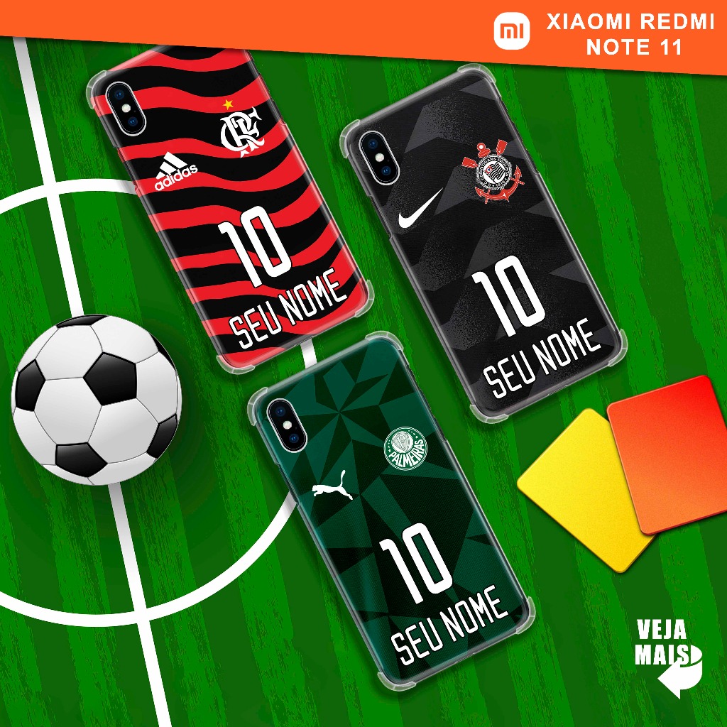 Capa Capinha - Xiaomi Redmi Note 11 4G - Times Futebol Nacional Personalizado