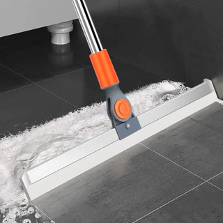 Vassoura Rodo Mágico de Silicone Multiuso Raspador para Limpeza de Pisos e Vidros com Cabo Extensor 1,20m