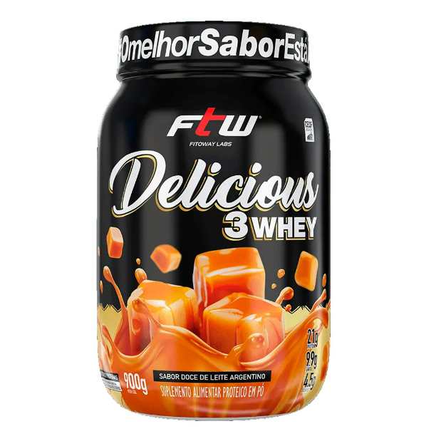 Suplemento Delicious Whey 3w Gourmet 900g Concentrado Isolado Hidrolisado Ftw