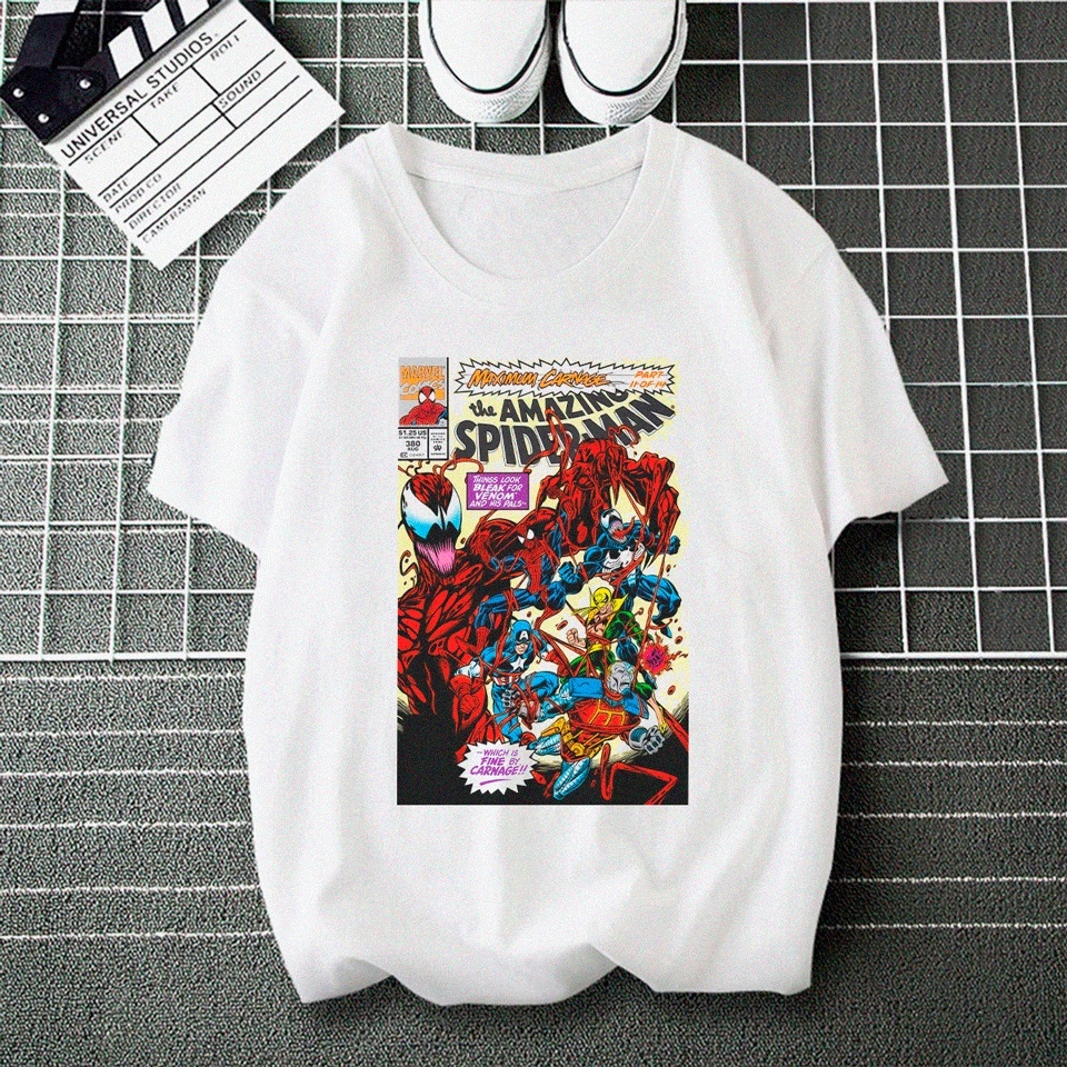 Camiseta Algodão The Amazing Spider Man Homem Aranha Maximum Carnage Venon Marvel Quadrinhos Hq Unissex