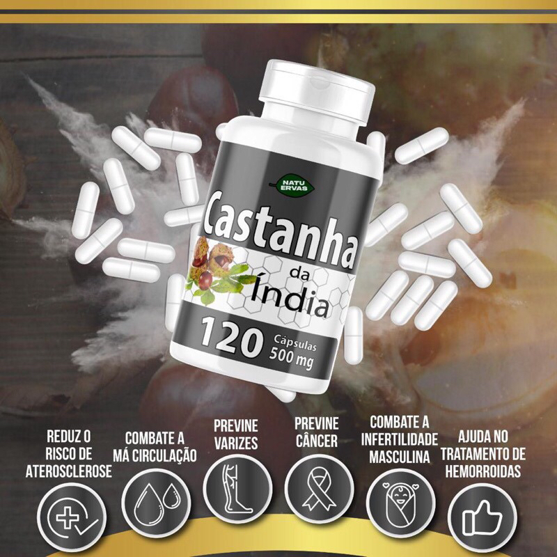 Castanha da Índia 500mg - 60 Cápsulas (60 Doses) - Recover Farma