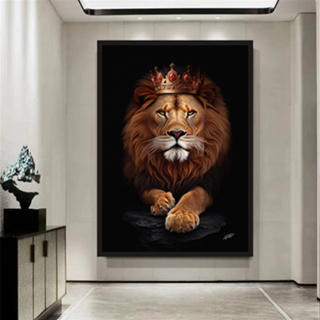 Quadro Leão e Tigre Mesa de Xadrez