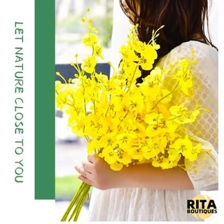 Kit10 Galhos 450 Flores Artificiais Orquídea Chuva De Ouro C/5 Galhos 97cm Para Arranjos E Decoração