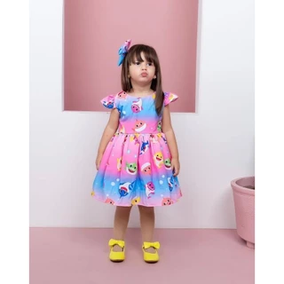 Vestido Infantil Baby Shark Lili Menina Bebe