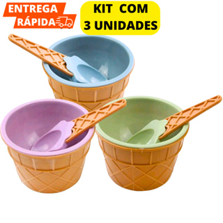 Pote Sorvetinho com 3 Colheres Decoradas