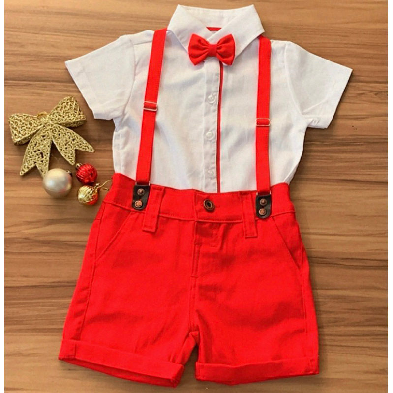 Conjunto Infantil Roupa Camisa Natalina Natal Social Para Menino Festa ...
