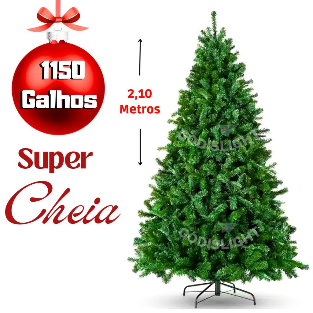 Arvore De Natal 1,80 M 200 Galhos Pinheiro Verde Cheia Luxo