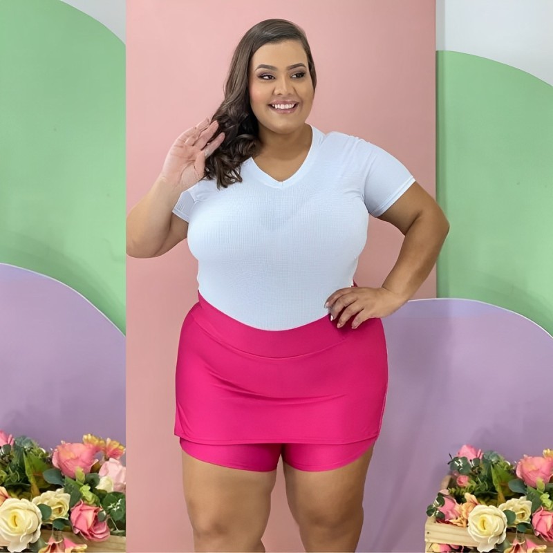 SHORT SAIA ACADEMIA FEMININO PLUS SIZE MODA FITNESS