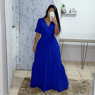 Vestido Azul Royal Assimétrico Thaine - Compre Agora Online