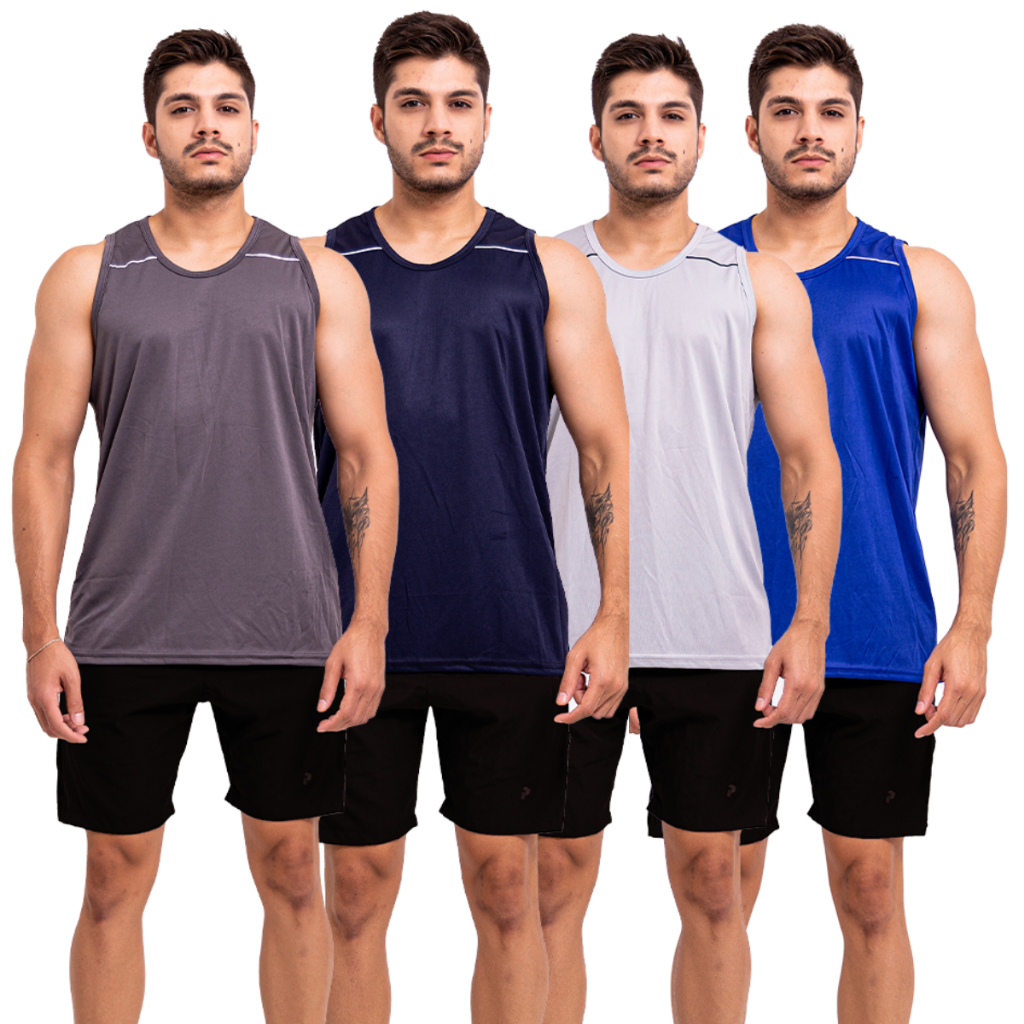 KIT Camiseta Regata Slim fit Masculina + Bermuda Shorts Tactel P/ Academia  Conjunto Esportivo Casual