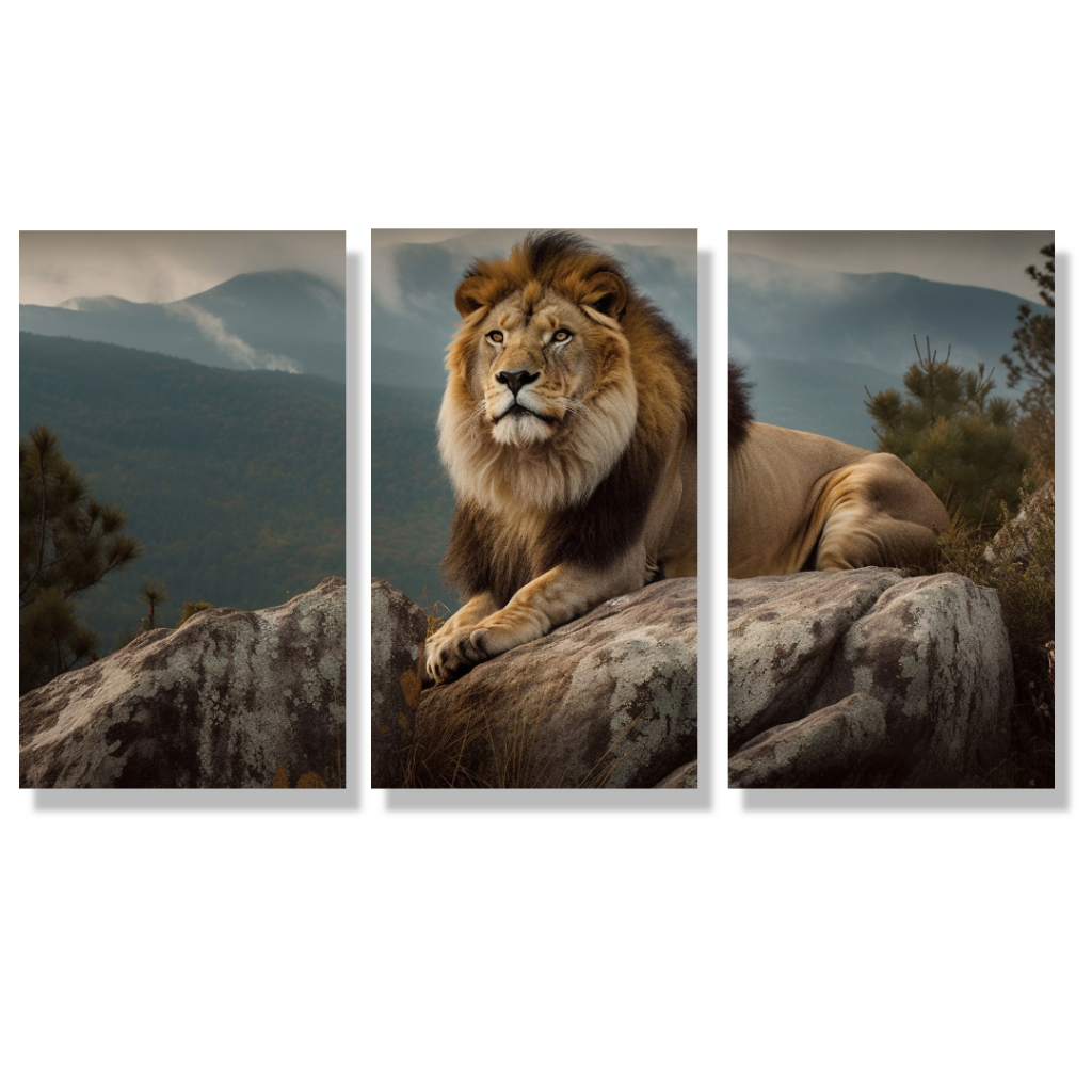 Quadro decorativo leao rei da selva preto e branco