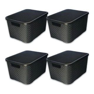 Kit 4 Caixas Organizadoras Rattan 15 Litros Cesto Média