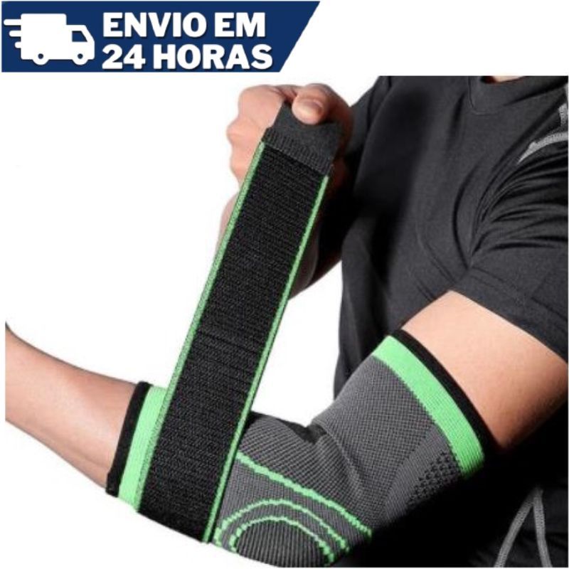 Cotoveleira Ajustavel Compressao Ortopédica Esportes Academia Fitness com Velcro Preto