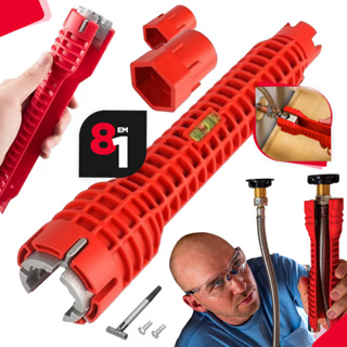 Chave Grifo Instalador Hidráulico 8x1 Multiuso Cano Pia Torneira Filtro Encanamento Chave Inglesa Ferramenta Reparos De Difícil Acesso